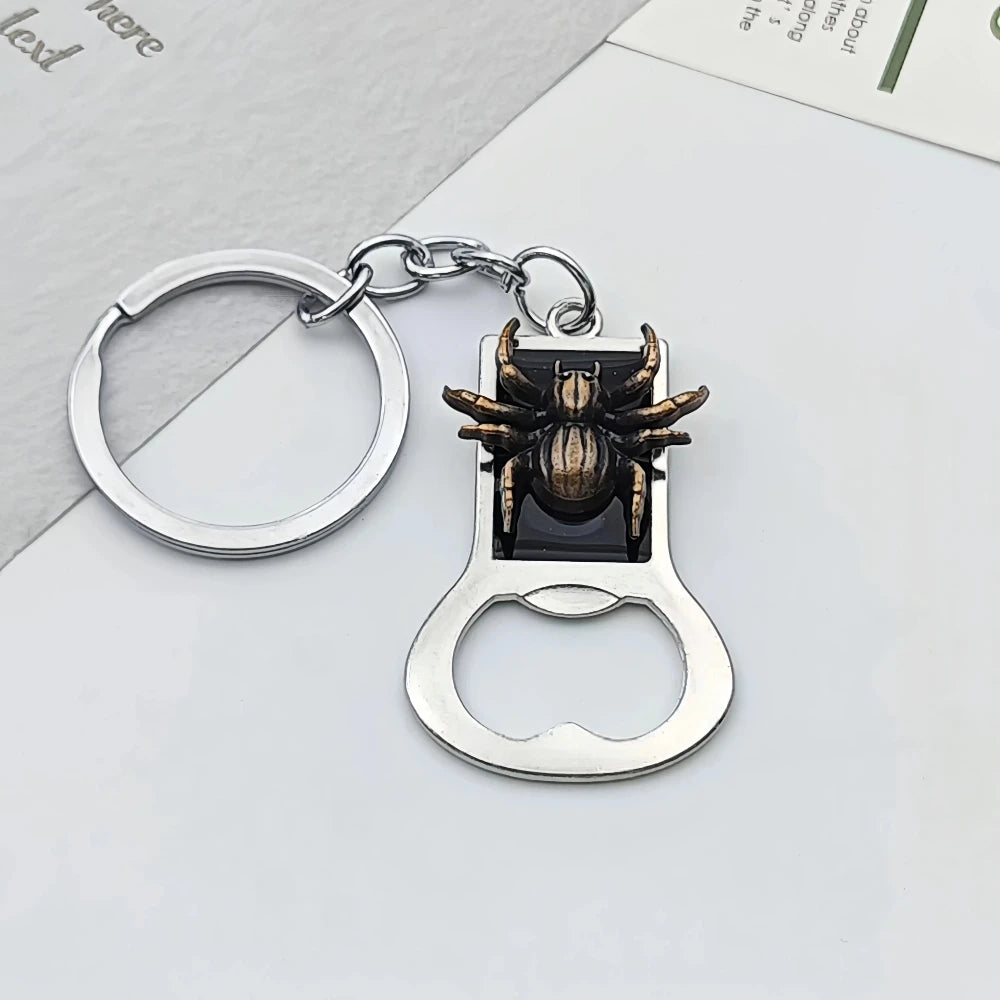 Relief Animal Bronze Color Keychain Metal Tiger Head Bottle Opener Keyring Portable Key Chain Ring for Collectible Souvenir Gift