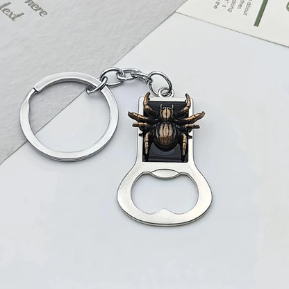 Relief Animal Bronze Color Keychain Metal Tiger Head Bottle Opener Keyring Portable Key Chain Ring for Collectible Souvenir Gift