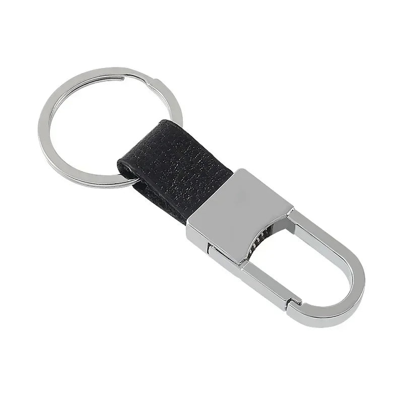 Commercial Affairs Custom Logo Name Keychain Buckle Men Car Moto Genuine Leather Key Ring Chains Men Waist Personalized Gift