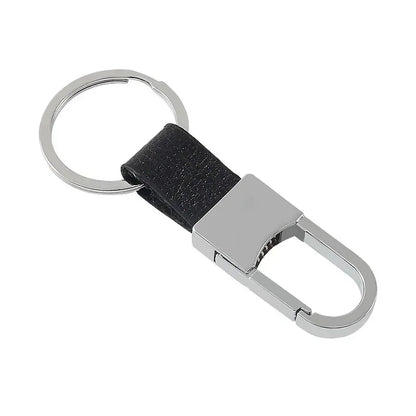 Commercial Affairs Custom Logo Name Keychain Buckle Men Car Moto Genuine Leather Key Ring Chains Men Waist Personalized Gift