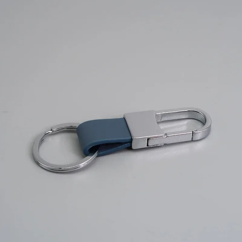 Custom Logo Name Simplicity Matte Finish Metal Leather Keychain with Laser Engraved Keyring Key Ring Chains  Creative for Gif