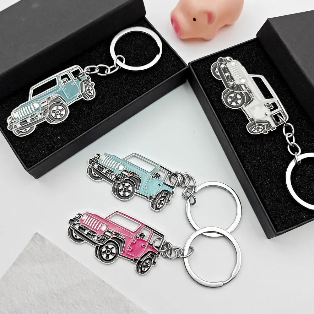 Originality Off-road Vehicle Enthusiast Keychain Metal SUV Car Pendant Keyring Creative Anti-Lost Backpack Key Chain Ring Gift