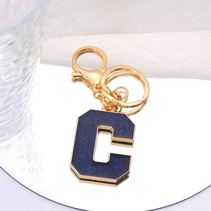 Fashion Bag Pendant Keychain A-Z Initials Keyring for Couples Metal Pendant DIY Gift for Men Women 26 Alphabet Accessories Gift