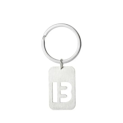 New Creative Hollowed Out 26 Letter Keychain Brushed Military Brand Pendants  Key Ring Buckle Chains Car Motorcyler Keyring Gift
