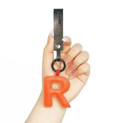 A To Z Alphabet PU Leather Fashion Keychain Charms 26 Initial Letter Keyring Candy Color Phone Pendant Car Key Chain Ring Gift