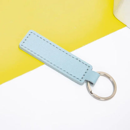 Custom Logo Name PU Leather Keychain Double-sided Wire Bag Car Moto Metal Keyring Pendant Simple Pendant for Men and Women Gift