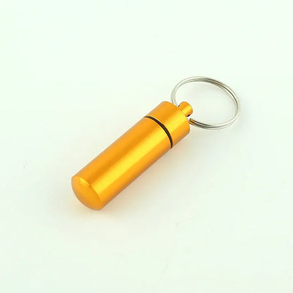 Custom Logo Name Portable Medicine Bottle Metal Mini Pendant Keychain Hanging Bottle Seal Up Waterproof Container Keyring Gift