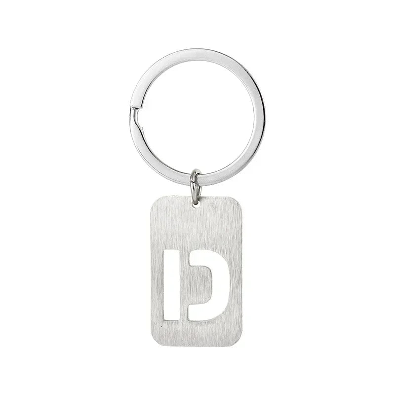 New Creative Hollowed Out 26 Letter Keychain Brushed Military Brand Pendants  Key Ring Buckle Chains Car Motorcyler Keyring Gift