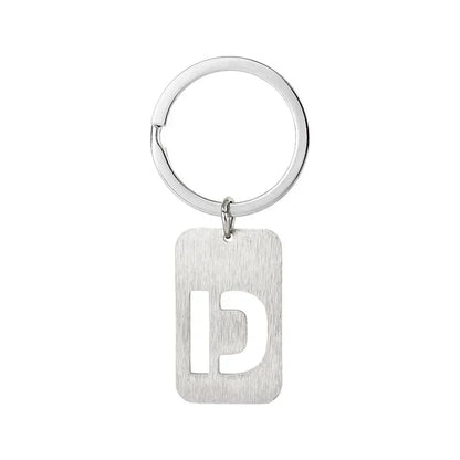 New Creative Hollowed Out 26 Letter Keychain Brushed Military Brand Pendants  Key Ring Buckle Chains Car Motorcyler Keyring Gift