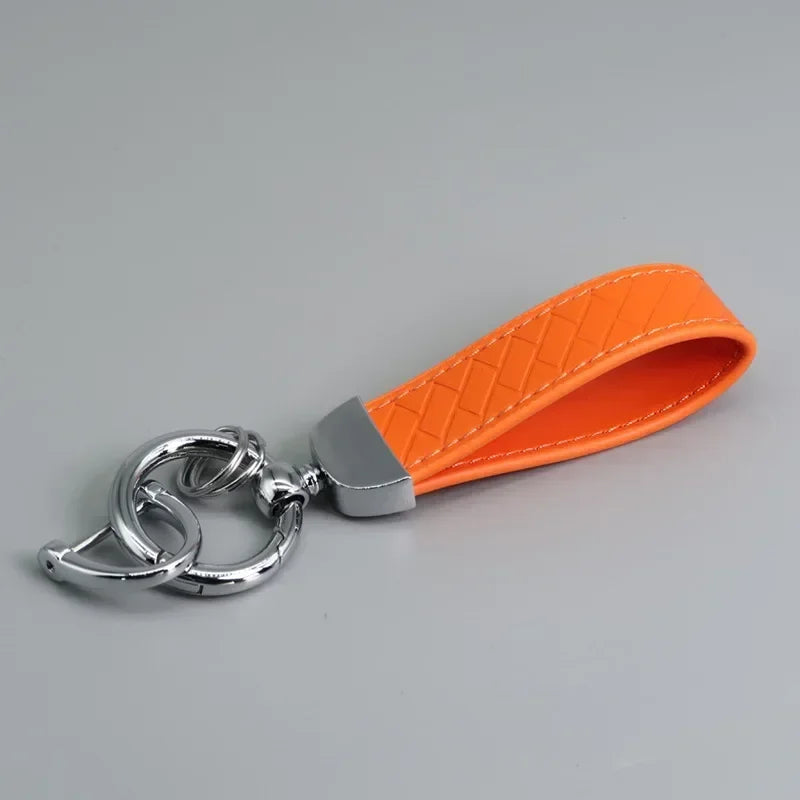 Creative Trendy Pendant Leather Keychain Accessories Net-like Metal Keyring Custom Name Text Logo Car Moto Key Chain Ring Gift