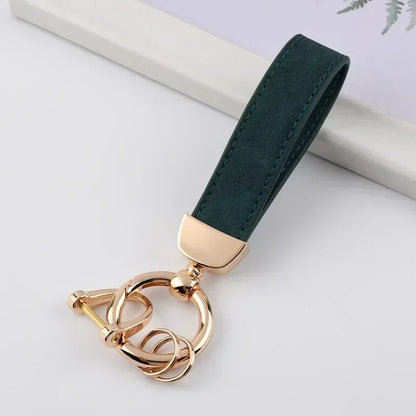 Custom Logo Name Solid Color Keychain Leather Car Business Metal Keyring Head Multi-color Optional Key Buckle Ring Chain Gift