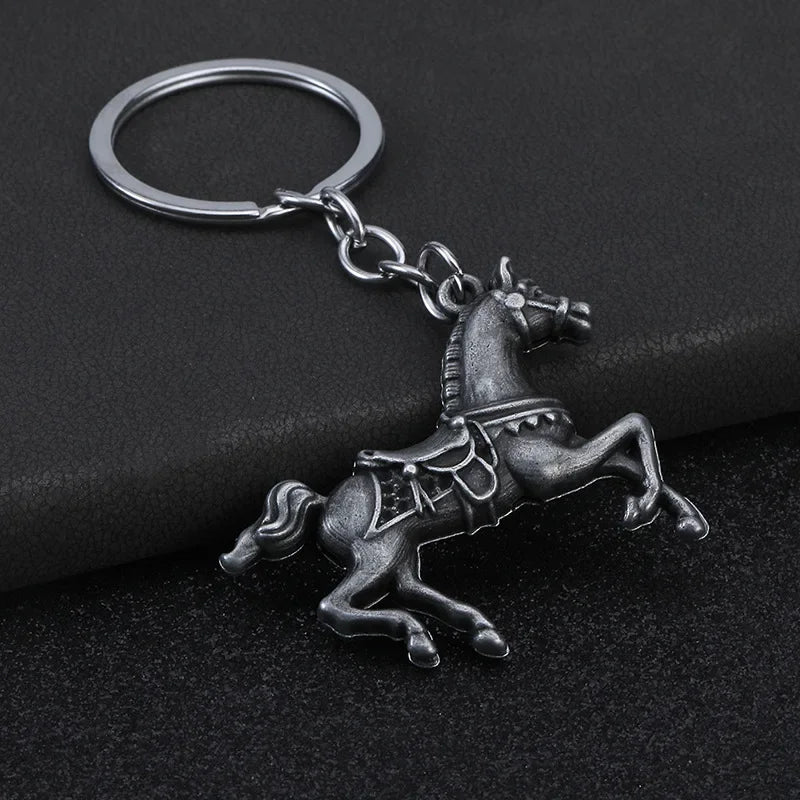 Personalization Originality Keychain 3D Three-dimensional War-horse Pendant Keyring Backpack Metal Badge Key Chain Ring Gift