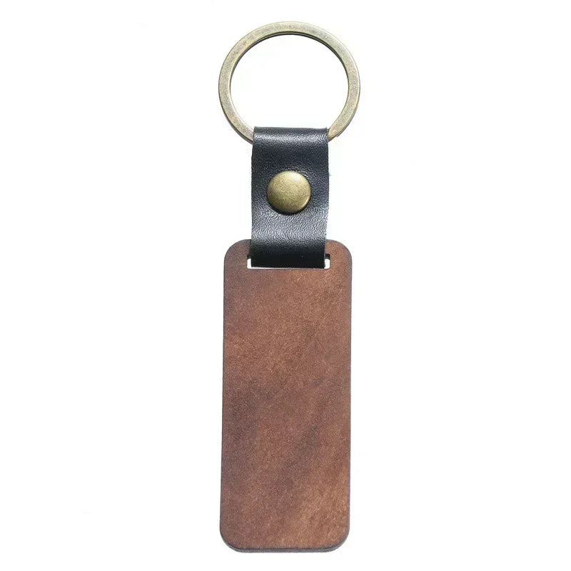 Custom LOGO Name Creative Engraving Wood DIY Keychain Spade Man Woman Key Chain Ring Pendant Metal Car Moto Keyring Leather Gift