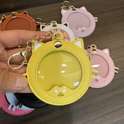 Cat Cute Keychain Women Leatherwear Keyring Car Moto Key Chain Ring Pendant Ring Anime for Bag Pendant Female Photo Gift