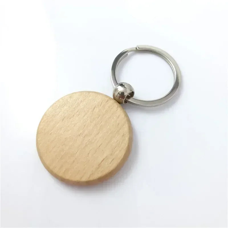 Custom Logo Name Laser Engraved Wooden Car Moto Keychain Personalized Keyring Retro Round Rectangular Pendant Cute Gift