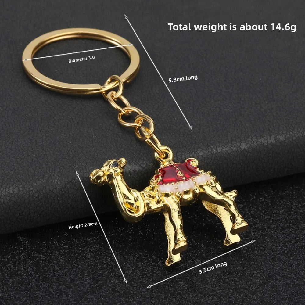 Originality 3D Three-dimensional Keychain Metal Desert Backpack Personalization Keyring Badge Pendant Camel Key Chain Ring Gif