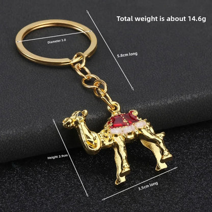 Originality 3D Three-dimensional Keychain Metal Desert Backpack Personalization Keyring Badge Pendant Camel Key Chain Ring Gif