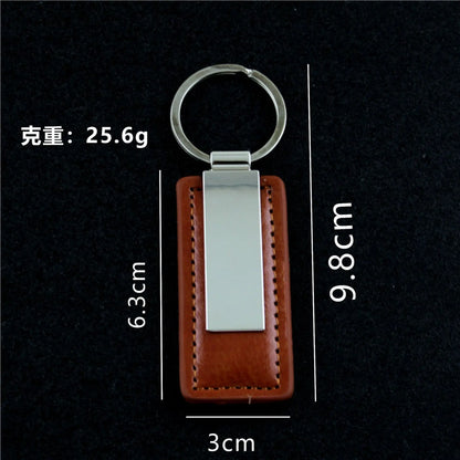 Custom LOGO Name Metal Leather Keychain Car Moto Keyring Motorcycle Pendant Key Chain Ring Gift