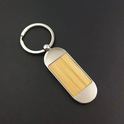 Bamboo Wood Keychain Creative Personality Men and Women Keyring Home Metal Autos Car Key Chain Ring Custom Name Logo Gift