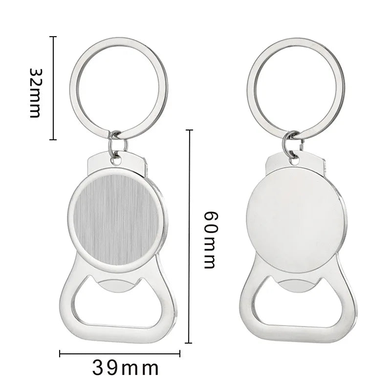Creative Custom Laser Logo Name Keyring Metal Beer Bottle Opener Keychain Practical Printing Activity Bar Ad Key Ring Chain Gift