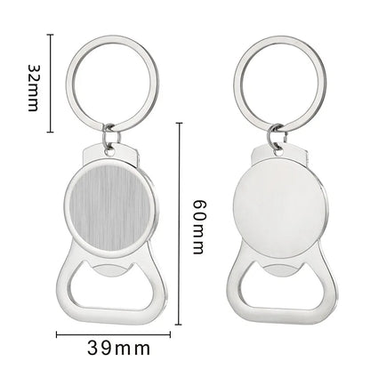 Creative Custom Laser Logo Name Keyring Metal Beer Bottle Opener Keychain Practical Printing Activity Bar Ad Key Ring Chain Gift