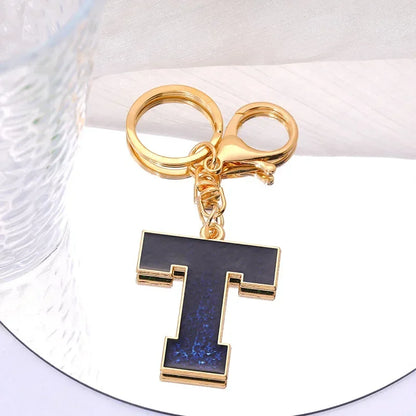 Fashion Bag Pendant Keychain A-Z Initials Keyring for Couples Metal Pendant DIY Gift for Men Women 26 Alphabet Accessories Gift