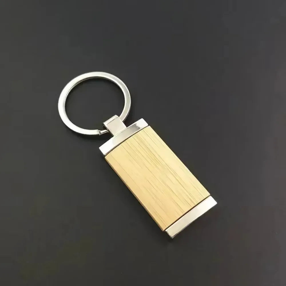 Bamboo Wood Keychain Creative Personality Men and Women Keyring Home Metal Autos Car Key Chain Ring Custom Name Logo Gift