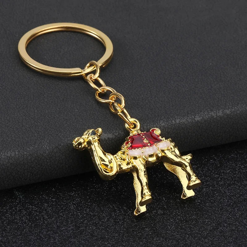 Originality 3D Three-dimensional Keychain Metal Desert Backpack Personalization Keyring Badge Pendant Camel Key Chain Ring Gif