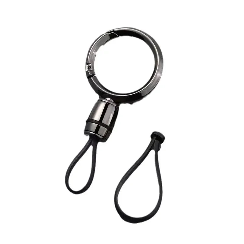 Creative Simple Luxury Leather Rope Metal Pendant Keychain Car Moto Mini Keyring Circle Key Chain Ring Gift