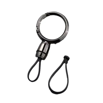 Creative Simple Luxury Leather Rope Metal Pendant Keychain Car Moto Mini Keyring Circle Key Chain Ring Gift