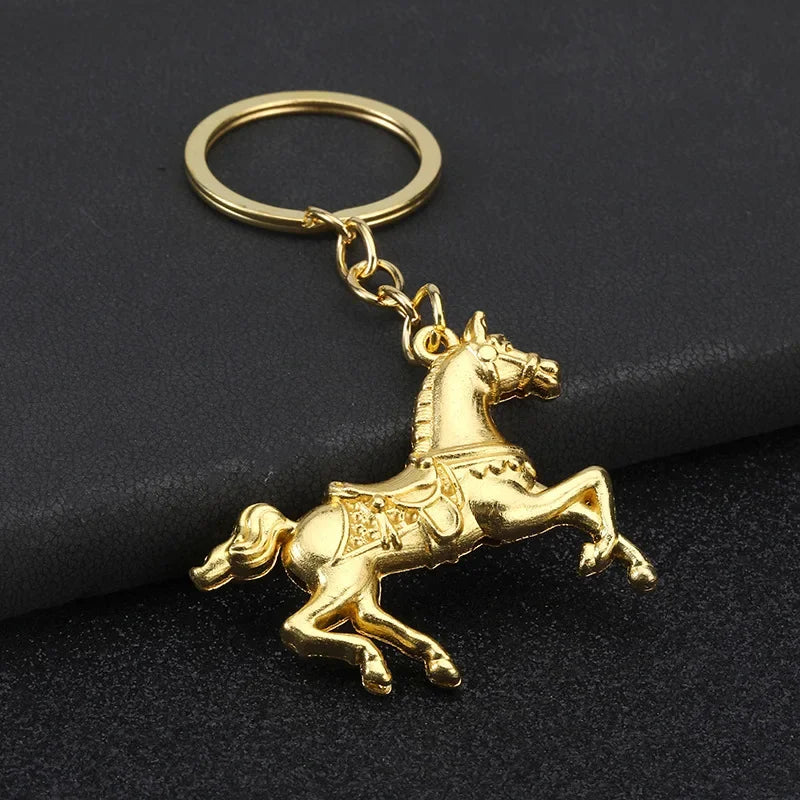 Personalization Originality Keychain 3D Three-dimensional War-horse Pendant Keyring Backpack Metal Badge Key Chain Ring Gift