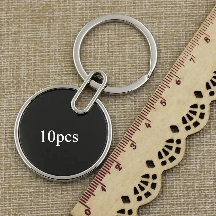 10pcs Custom Logo Name Keychain Metal Black Personalized Keyring Plate Laser Marking Engraving Stainless Key Chain Ring Gift