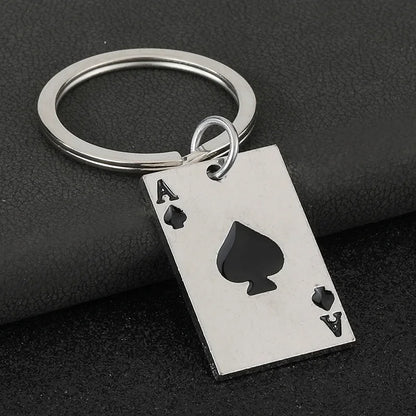Metal Poker Spades Hearts A Keychain Backpack Pendant Originality Keyring Personalization Car Moto Luck Key Chain Ring Gift