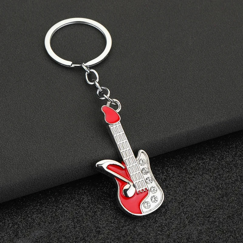 Enthusiast Creative Music Mini Metal Cute Keychain Guitar Pendant Key Ring Accessories Personalized Keyring Lover Small Gift