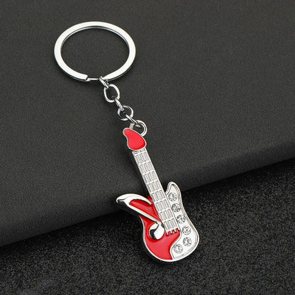 Enthusiast Creative Music Mini Metal Cute Keychain Guitar Pendant Key Ring Accessories Personalized Keyring Lover Small Gift