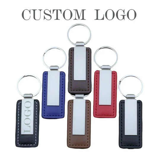 Metal Stainless Steel Leather Car Moto Keychain Men and Women Keyring Custom Laser Engraving Name Logo Key Chain Ring Gift