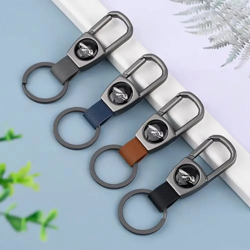 Custom Logo Name Leather Wear Keychain for Men Woman Prevent Simplicity Keyring Loss Creative Metal Car Moto Key Chain Ring Gift