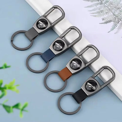 Custom Logo Name Leather Wear Keychain for Men Woman Prevent Simplicity Keyring Loss Creative Metal Car Moto Key Chain Ring Gift