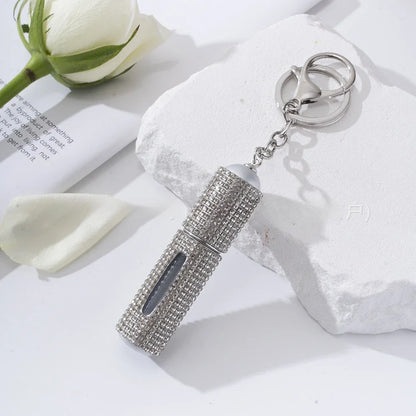 Creative Diamond-encrusted Keychain Mini Perfume Metal Bottom Hot-selling Keychain Charging Bottling Women Key Chain Ring Gift