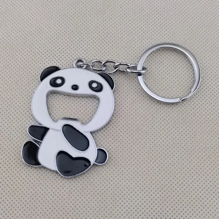 Panda Portable Beer Soda Bottle Opener Keychain Creative Metal Buckle Personality Keyring Cute Backpack Key Chain Ring Mini Gift