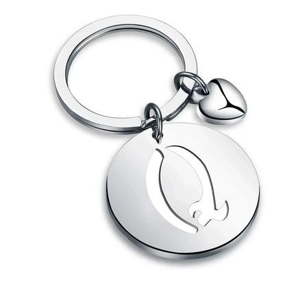1PCS/2PCS Popular A-Z  Round Brand Stainless Steel Keychain 26 Letter Keyring  Pendant Key Ring Buckle Chains for Car Moto Gift