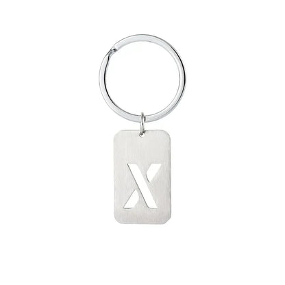 New Creative Hollowed Out 26 Letter Keychain Brushed Military Brand Pendants  Key Ring Buckle Chains Car Motorcyler Keyring Gift