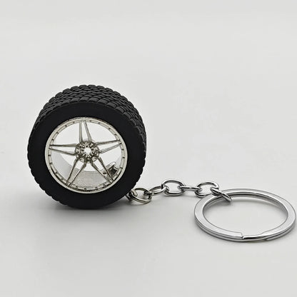 Auto Parts Mini Rims Keychain Creative Turbo Hub Keyring Pendant Car Model Fans Key Chain Ring Tire Wheels for Men Women Gift