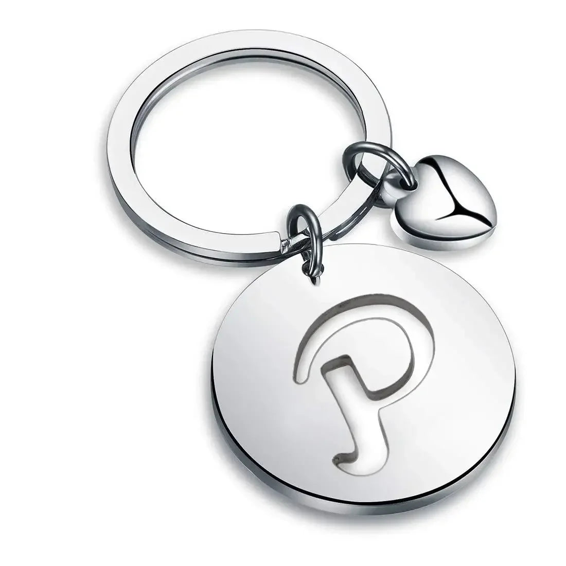 1PCS/2PCS Popular A-Z  Round Brand Stainless Steel Keychain 26 Letter Keyring  Pendant Key Ring Buckle Chains for Car Moto Gift