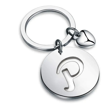 1PCS/2PCS Popular A-Z  Round Brand Stainless Steel Keychain 26 Letter Keyring  Pendant Key Ring Buckle Chains for Car Moto Gift
