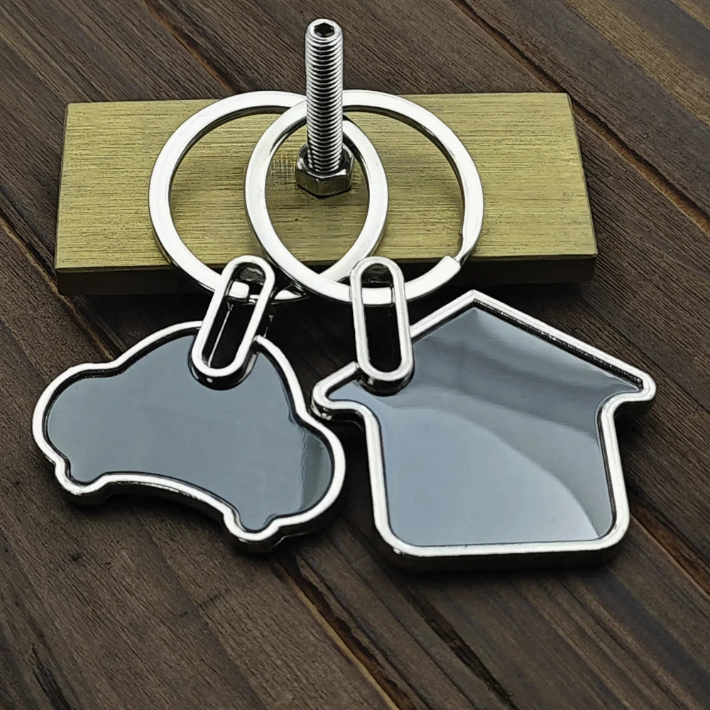 10pcs Custom Logo Name Keychain Metal Black Personalized Keyring Plate Laser Marking Engraving Stainless Key Chain Ring Gift