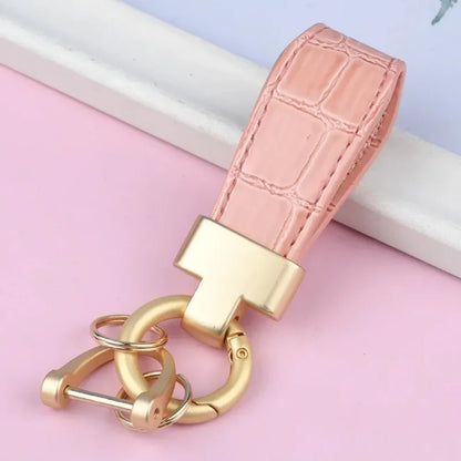 Custom Logo Name Luxury Leather Keychain PU Metal Accessories Backpack Keyring Car Motorcycle Women Girl Key Chain Ring Gift