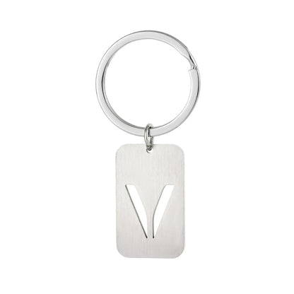 New Creative Hollowed Out 26 Letter Keychain Brushed Military Brand Pendants  Key Ring Buckle Chains Car Motorcyler Keyring Gift