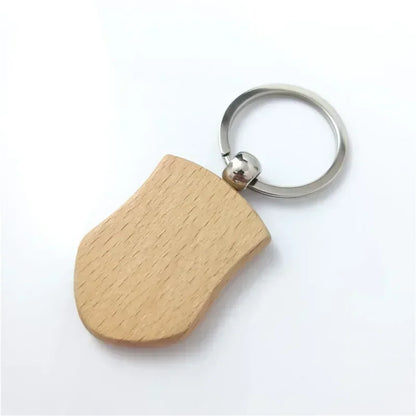 Custom Logo Name Laser Engraved Wooden Car Moto Keychain Personalized Keyring Retro Round Rectangular Pendant Cute Gift