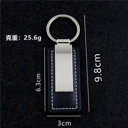 Custom LOGO Name Metal Leather Keychain Car Moto Keyring Motorcycle Pendant Key Chain Ring Gift
